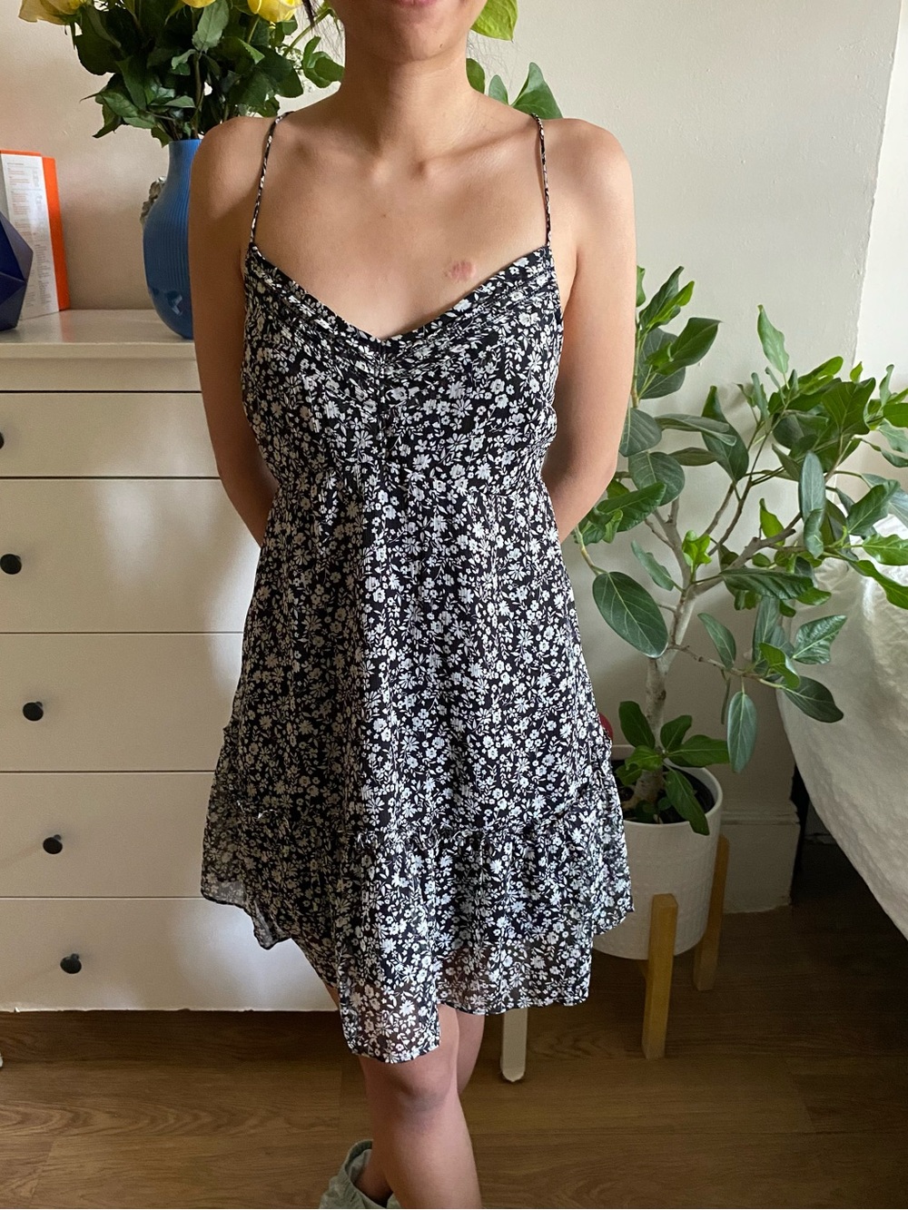 Abercrombie & Fitch Black and White Floral Mini Dress